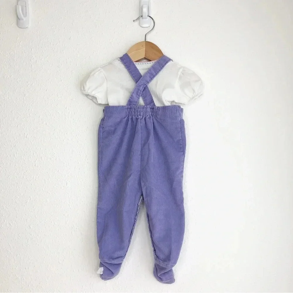Vintage Health-Tex‎ matching set lavender footie overalls w/ clown tee 3 months